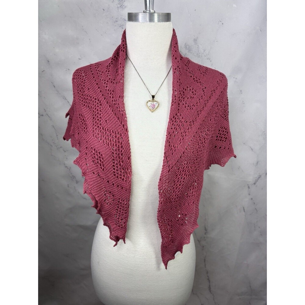 Vtg Laura Ashley Pointelle Crochet Knit Scarf Shawl Great Britain Cottagecore UK - Picture 6 of 13